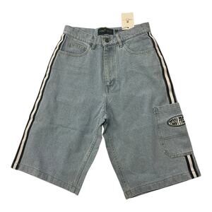 Teddy Fresh Taped Denim Jorts Mens Size 28 Light Wash Baggy Streetwear NWT Rare